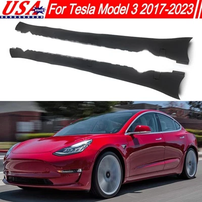 Left+Right Rocker Molding Side Skirts Panel Trim Kit For 2017-2023 TESLA MODEL 3 Foto 1 de 4