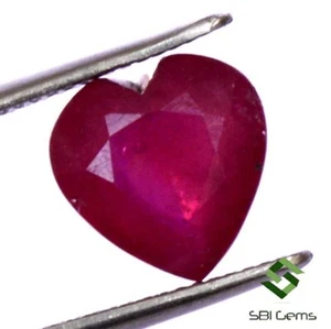 8 x 8 mm coupe en forme de coeur rubis naturel 2,54 cts teinte rouge foncé pierre précieuse lâche GF - Photo 1/6