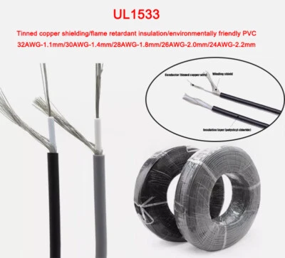 UL1533 Tinned Copper Single Core Shielded Wire 32AWG/30AWG/28AWG/26AWG/24AWG  - Image 1 of 4