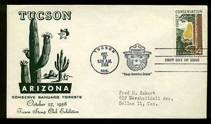 1122 FOREST CONSERVATION FDC TUSCON, AZ 1st TUSCON STAMP CLUB CACHET - Picture 1 of 1