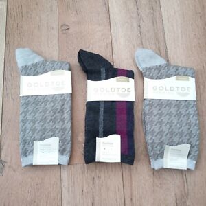 GOLDTOE Women's Houndstooth/Stripe Fashion Socks 3 Pair Shoe Size 6-9