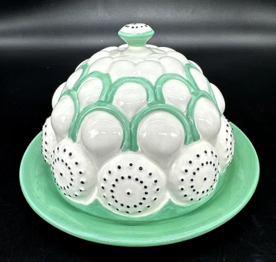 New Anthropologie Butter Dish Mint Green Round Ceramic Dome Brassica Retro Mold - Image 1 of 4