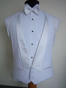 BOYS WHITE CHRISTIAN DIOR VEST Satin Laples with White Satin Bowtie option  - Picture 1 of 2