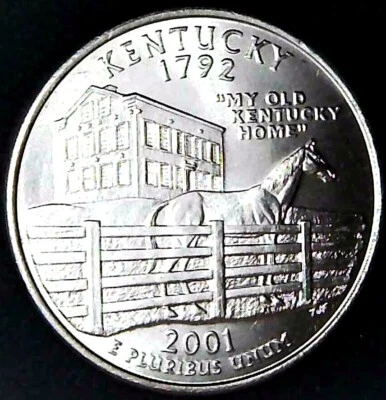 2001-D 25C State Quarter Kentucky BU CLAD 20ul0228-1 - Image 1 of 2