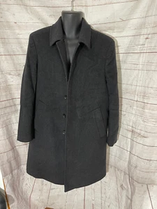 John W. Nordstrom Men’s Dark Gray 100% Wool Collared Buttons Closure Coat Sz 42S - Picture 1 of 7