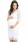 HELLO MIZ Women's SMALL Maternity Floral Lace Knee Length Bodycon Dress (Small, 