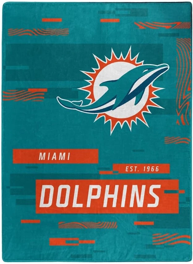 Manta Raschel digitalizada tamaño doble de felpa de 60" por 80" de los Miami Dolphins - NFL Foto 1 de 1