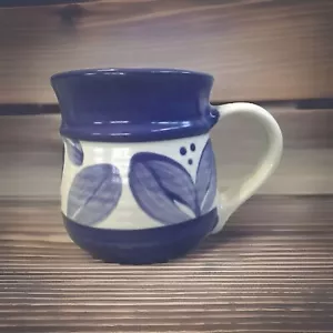 Taza de café Pfaltzgraff Villa Flora barril estampado azul crema México • - Imagen 1 de 7