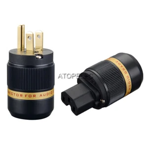 VIBORG 24K Gold Plated Pure Red Copper US Male / IEC Female Power Plug HiFi 501G - Picture 1 of 6