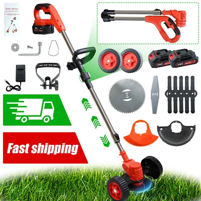 2500W Cordless Weed Eater Electric Brush Cutter Lawn Edger Grass String Trimmer