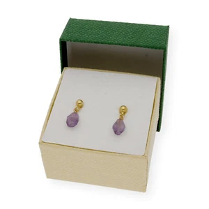 Pendientes Amatistas Plata de Ley Dorada Complementos de Mujer Joyería de Moda - Imagen 1 de 4