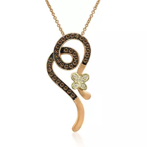 LeVian 14K Two-Tone-Gold Chocolate Diamond 0.42 cts 18" Pendant Necklace - Picture 1 of 4