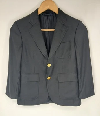 Jaqueta Brooks Brothers Loro Piana 120's Blazer Lã Preta Esporte Masculina Tamanho 10  - Imagem 1 de 4