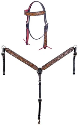 Juego de tachuelas de cuello de pecho con brida de cuero para caballo Western Foto 1 de 3