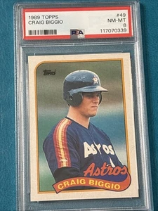 1989 TOPPS #49 CRAIG BIGGIO HOF ROOKIE RC PSA 8 - Picture 1 of 3
