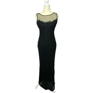 Vintage Stenay 100% Silk Floral Beaded Formal Bodycon Evening Gown Women Size 10 - Picture 1 of 16