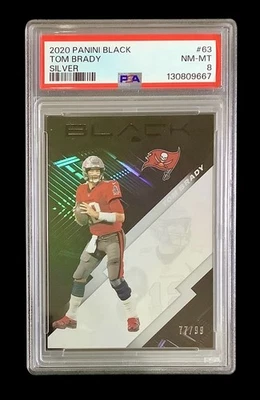 Panini 2020 negro #63 Tom Brady; plata 77/99 Holo Prizm PSA 8 (POP Foto 1 de 3