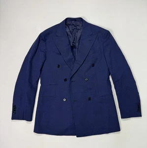 "Abrigo deportivo CAVOUR Loro Piana azul pata de gallo blazer 38"" pecho doble pecho" - Imagen 1 de 13