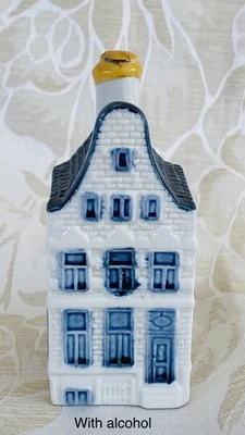 No 40 Bols KLM  Blue Deft Ceramic Miniature House  Collectible (with alchohol) - Image 1 of 4