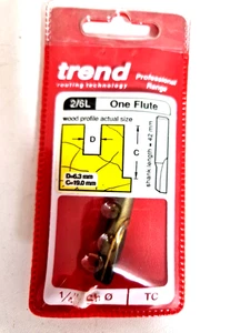 TREND Router Bit Cutter 2/6Lx1/4TC One Flute Cutter 1/4" Shank Diameter 6.3mm - Picture 1 of 2
