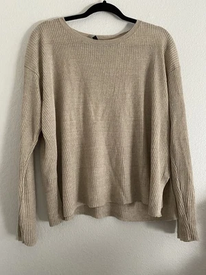 Blusa Eileen Fisher Top Grande 100% Linho Orgânico Leve Bronzeada Clássica - Imagem 1 de 4