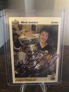 1991-92 Upper Deck - #156 Mario Lemieux - Penguins - in person AUTO!!! HOF!!! - Picture 1 of 2