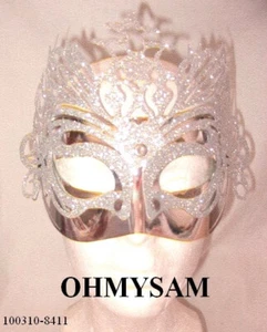 1 NEW SILVER COLOR FACE MASK COSTUME PARTY MARDI GRAS CARNIVAL HALLOWEEN E/TIES - Picture 1 of 2