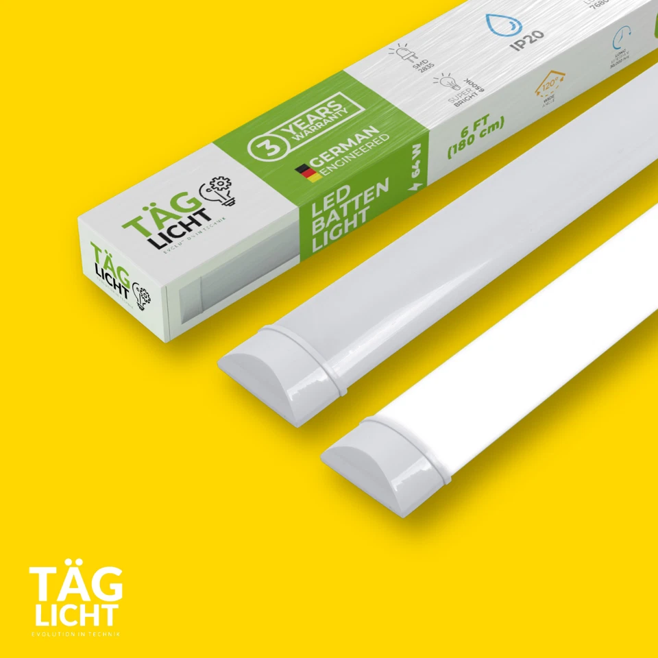 LED Batten Ceiling Lights 6500K 2FT 3FT 4FT 5FT 5.5FT 6FT Strip Lights Offices - Image 1 of 4