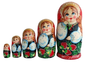 Muñecas Rusos Muñecas Con Los Fresas Pintado De Vasilieva - Imagen 1 de 2