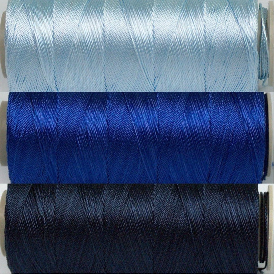 Blues Thread Set - 3 Spools Size 12 - 25gr 328yd ea Poly Embroidery CrossStitch - Image 1 of 4