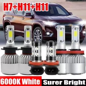 For 2013 2014 2015 2016 2017 2018 Chevy Traverse LED Headlight Bulbs +Fog Light - Picture 1 of 1