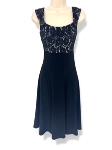 London Times Black Lace Bodice Dress Size 14 Wedding Evening Fit & Flare Party - Picture 1 of 7