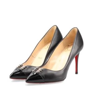 Zapatos de salón Christian Louboutin PREDUPUMP 85 de cuero y charol para mujer talla 35 EE. UU. 5 negros - Imagen 1 de 21