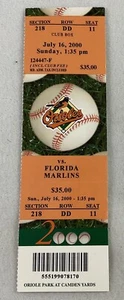 MLB 2000 07/16 Florida Marlins at Baltimore Orioles Ticket-Delino DeShields HR - Imagen 1 de 1