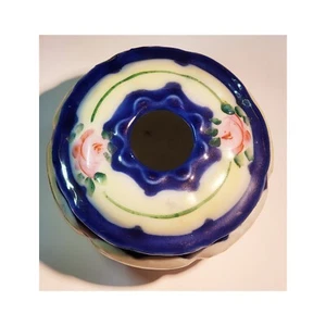 Antique Porcelain Hair Receiver Bowl Hand Painted Florals Victorian Era 1920s - Picture 1 of 24