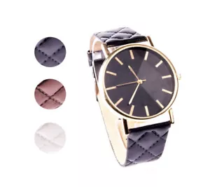 Reloj de pulsera para mujeres reloj de cuero artificial reloj de pulsera vintage oro reloj para mujeres simple - Imagen 1 de 4