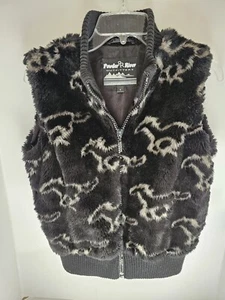 Powder River Outfitters Panhandle Slim Womens Black Faux Fur Small Vest Mustang - Picture 1 of 3