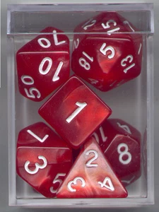 NEW CUBE RPG Dice Set of 7 - Pearl Red (white ink) - Picture 1 of 2