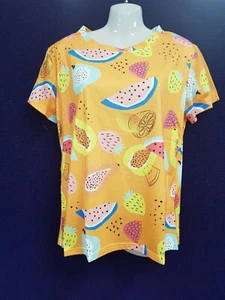 NEW Women Fashion Short Sleeve Crew Neck Summer Orange Shirt Top Tee Size XL 14 - Picture 1 of 2