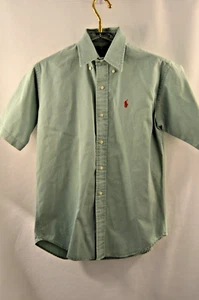 Polo Ralph Lauren Boys XL Oxford Shirt Green Pony Logo S/S Button-Down - Picture 1 of 4