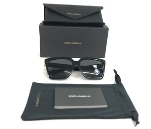 Dolce & Gabbana Sunglasses DG6165 501/87 Shiny Black Frames w/ Dark Grey Lenses - Picture 1 of 12
