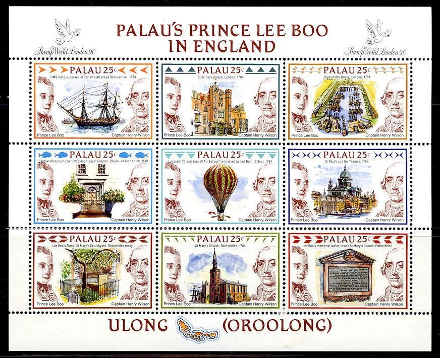 Palau: 1990 Prince Lee Boo en Inglaterra mini-hoja (235) MNH Foto 1 de 1