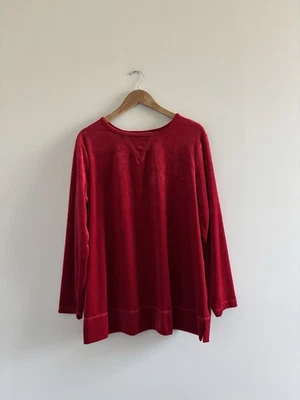 Pullover de terciopelo rojo manga larga Woman Within Top para mujer L acogedor vacaciones Foto 1 de 4