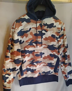 Champion Hoodie Tan Camouflage Fleece Long Sleeve Pullover Mens M - Picture 1 of 6