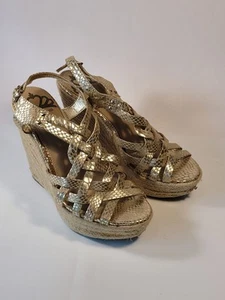 Fergalicious By Fergie Women's Open-Toe Snakeskin Wedge Heel Sandals Size 8M - Picture 1 of 9