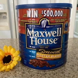 Vintage 2007 Maxwell House Kaffeedose Wettbewerbspreis 34 Unzen blau Metalldose Küche Requisite - Bild 1 von 17