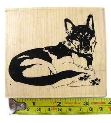 Sello de goma de pastor alemán con respaldo de madera para acostar perro de PAULA BEST anja 9624 Foto 1 de 2