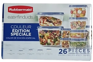 Rubbermaid Easy Find Lids Food Storage Containers 26 Piece Set BPA Free Kitchen - Picture 1 of 3