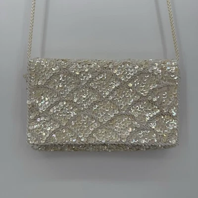 Bolsa tiracolo La Regale vintage *falhas* lantejoulas embreagem noite formal - Imagem 1 de 4