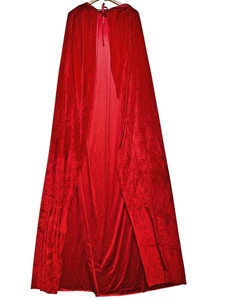 Costume mantello lungo donna velluto con cappuccio OS Halloween rosso autocravatta stagionale - Foto 1 di 7